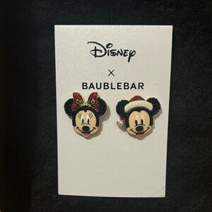 Disney X BAUBLEBAR Mickey and Minnie Mouse Christmas Earrings, Never Worn